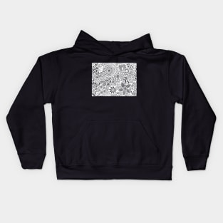 White Zentangle Pattern Kids Hoodie